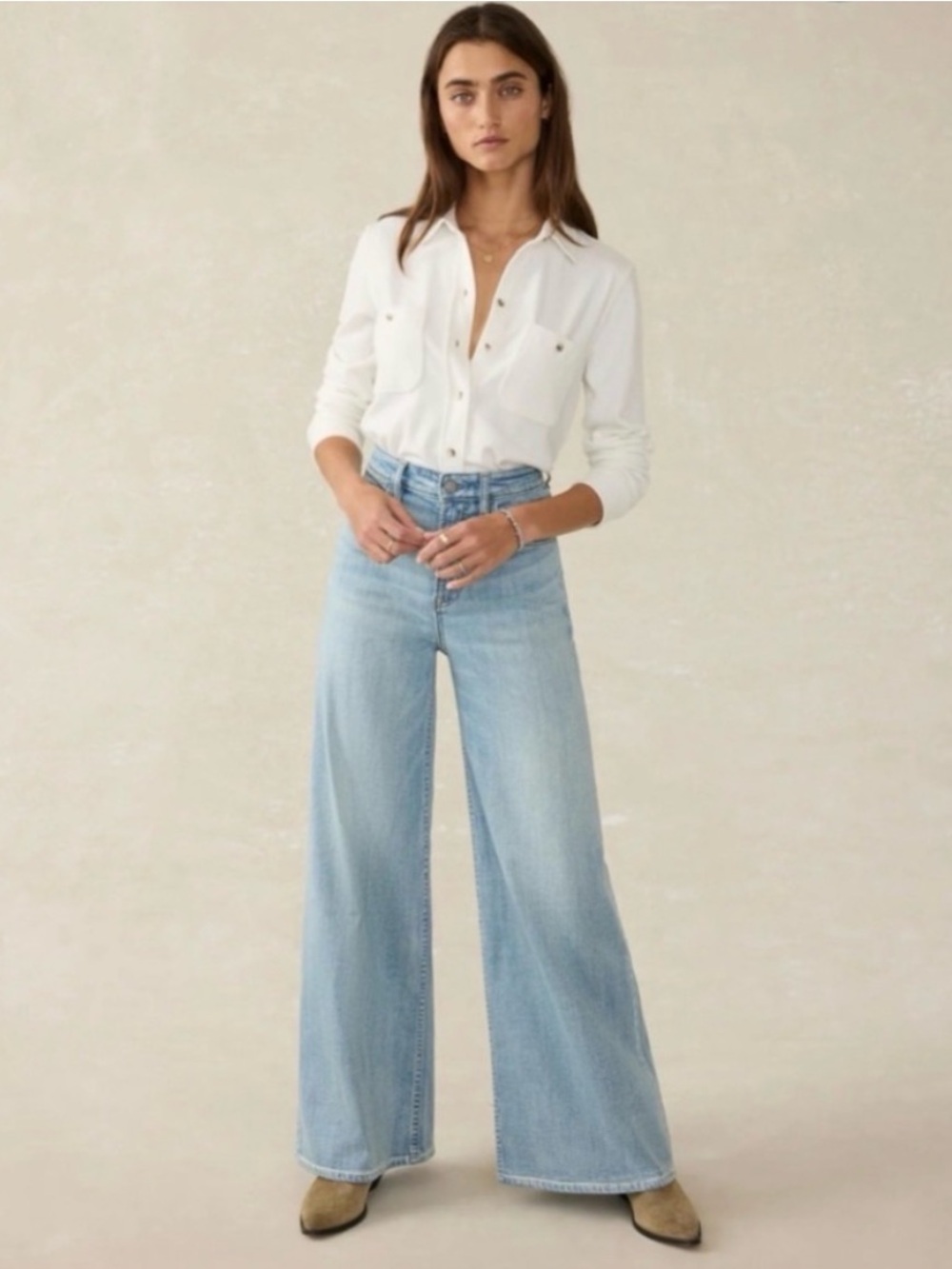 Faherty Wide Leg Light Wash Jeans